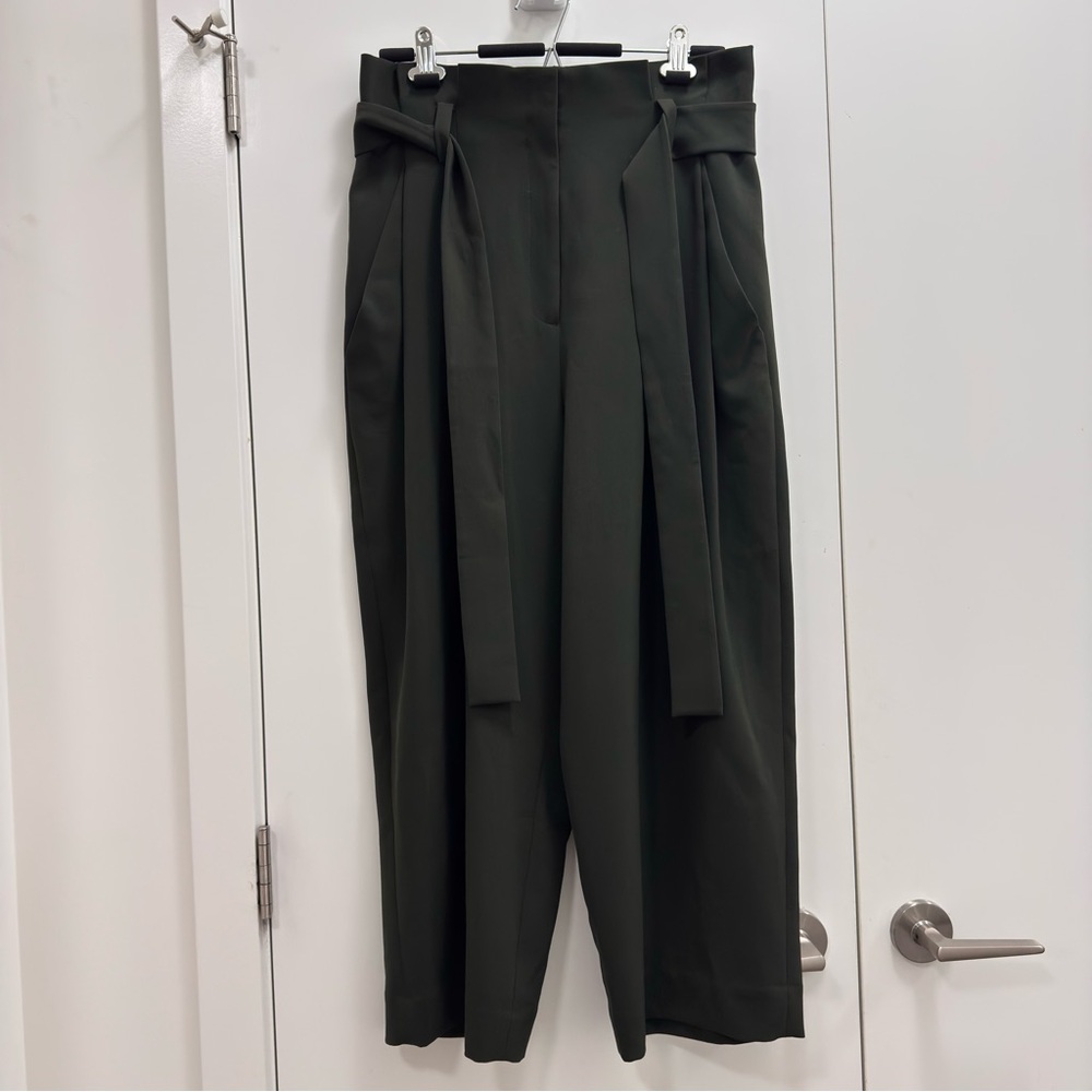 COS Trouser Women’s Relaxing fit High-Waisted wide-Leg cropped tie front size L - Picture 5 of 13